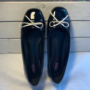 Cider Patent Ballet Flats – Classic Black Shoes 39  Feminine Delicate Bow